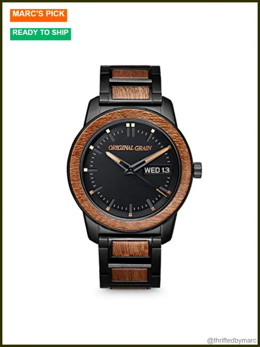 Men's Sapele Black 42mm Analog Watch, Stainless Steel Band, 5ATM